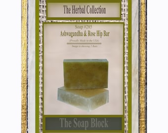Ashwagandha & Rose Hip also Chamomile Aloe Vera added Vitamins and more, All Natural Herbal Soap Handmade, Customizable Scented or Unscented