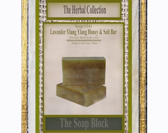 Lavender Ylang Ylang Honey & Salt Soap Bar with Ashwagandha and Added Vitamins All Natural Herbal Soap Handmade Customizable Hand Face Body