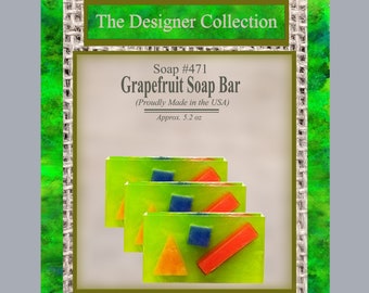 Grapefruit Soap Bar, Unique Artisan Handcrafted Soap Design, Natural Sulfate Free and Paraben Free Glycerin Hand Soap Body Soap Face Soap