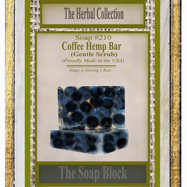 Coffee Hemp Matcha Green Tea Soap Added Vitamins All Natural Medium Soap Scrub with Pomegranate Powder & Grapeseed Oil Handmade Herbal Soap