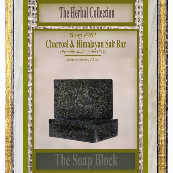 Charcoal & Himalayan Salt Soap Bar with Apple Cider Vinegar added Vitamins and more All Natural Herbal Soap Handmade, Customizable Body Soap