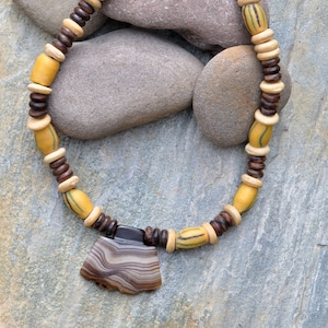 Tribal Waves: Agate and African Trade Bead Necklace