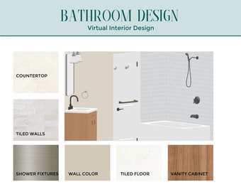 Bathroom Interior Design, Custom Interior Design Service, E-Design, Custom Design, Interior Design, Bathroom Design, Bathroom Decor