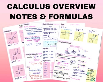 FULL AP Calculus Study Notes, Calc 1 Outline, 20 Page Study Guide ...
