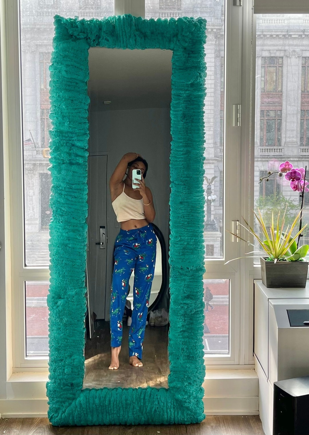 Long Full Length Mirror Large Foam Full Body Mirror Art Wavy Etsy