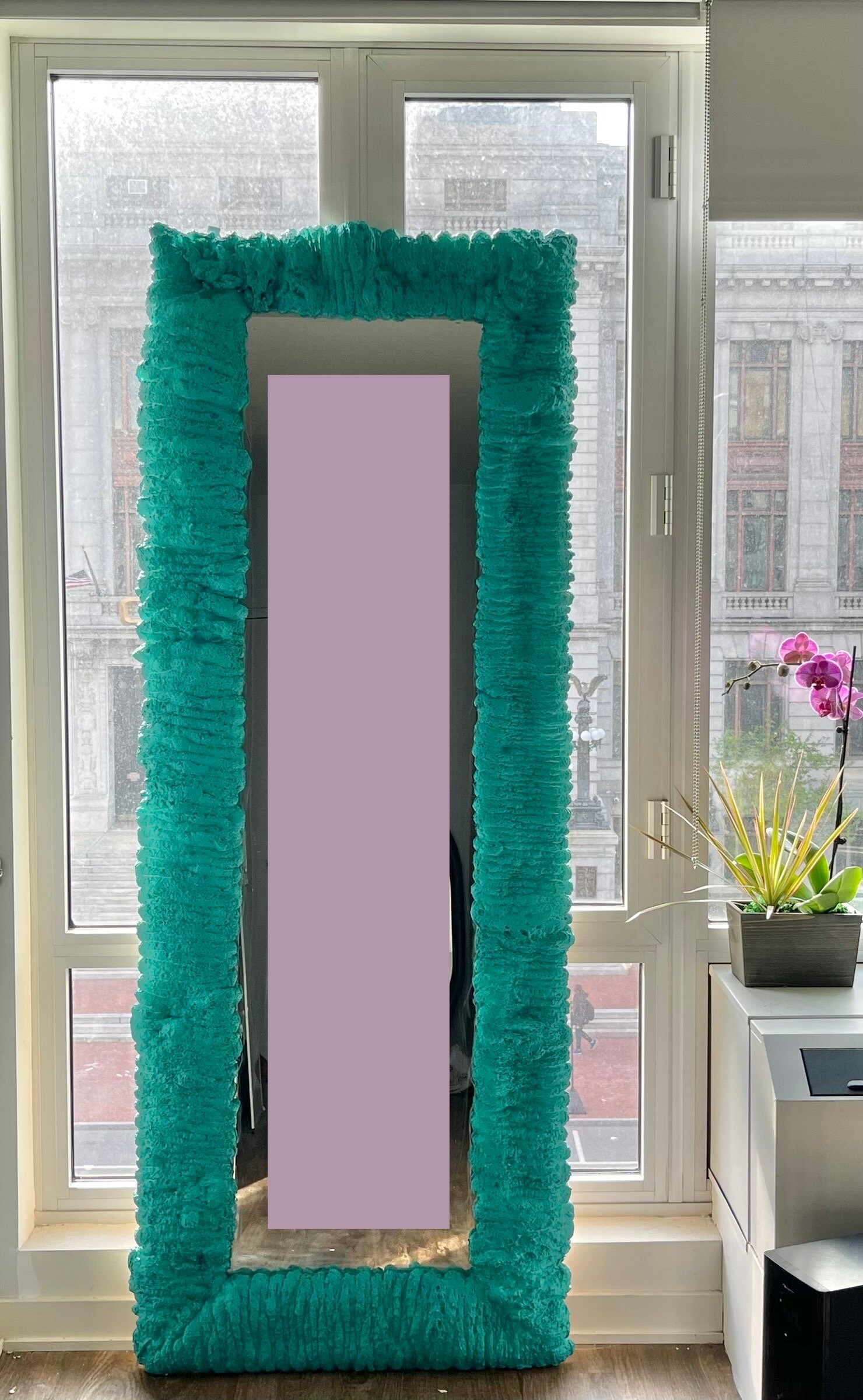 Long Full Length Mirror, Large Foam Full Body Mirror Art, Wavy Floor Mirror, Fine Art Floor