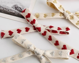 9.85yards one roll of heart-shaped decorative ribbon embroidery