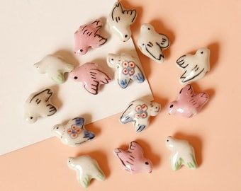 5pcs handmade pigeon porcelain beads bird-shape ceramic beads DIY crafts hand paint