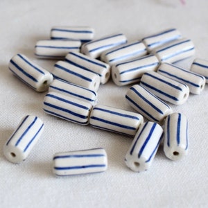5pcs blue-and-white lined porcelain, hand-painted ceramic beads beaded necklaces DIY jewelry accessories