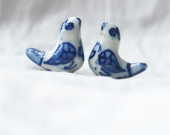 5pcs handmade vintage bird porcelain beads bird-shape ceramic beads DIY crafts hand paint