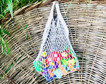 Reusable Zero Waste Shopping Bag, Portable Mesh Grocery Tote Bags, Fruit Vegetable Bag, Wedding Mesh Handbag, Short Handle Storage Bag