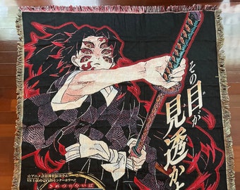 Couverture tissée à la main Anime | Jeté décoratif Demon Upper 1 Slayer, 50 x 60 pouces