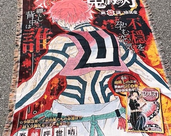 Manta tejida a mano de anime / Tapiz decorativo de Demon Slayer de 50 x 60 pulgadas