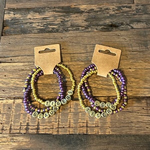 Louisiana State Beaded Game Day Bracelet Set! LSU Tigers|LSU Accessory|Purple and Gold bracelets|Geaux Tigers