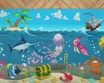 Alfombra personalizada, alfombra para dormitorio, alfombra para guardería, regalos personalizados, alfombra del mundo submarino, alfombras marinas, alfombras para niños, alfombra para habitación infantil, alfombra impresa en 3D,
