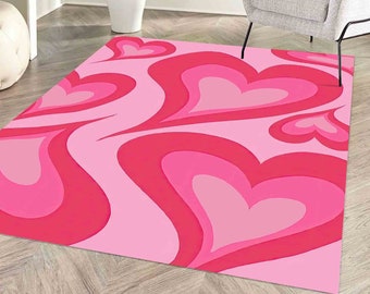 Pink Girl Room Rug, Heart Rug, Pink Rug, Kids Rug, Living Room Rug, Heart Pattern Rug, Girl Rom Decor, Girl Rug, Anti-Slip Carpet, Area Rug,