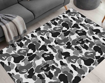 Black and Gray Rug, Black Rug, Man Cave Rug, Modern Rug, Bath Rug, Personalized Gifts, Non Slip Rug, Kitchen Rug, Luxury Rug, Home Decor,