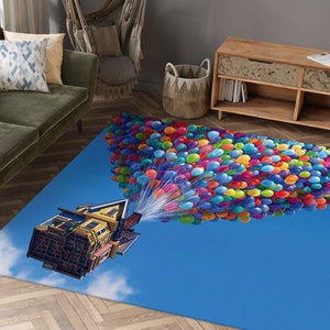 Disney Up Colourful Balloons Rugs, Colorful Rugs, Air Balloons Rugs, Movie Up Rugs, Wall Hanging Rug, Entry Rug, Accent Rug, Entryway Rug,