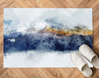 Watercolor Mountain Rugs, Mountain View Rug, Watercolor Mountain Rug, Landscape Rugs, Runner Rug, Abstract Mountain Rug, Classic Soft Rug,