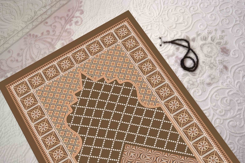 Brown Prayer Rug, Beige Prayer Rug, Worship Rug, Islamic Rug, Accent ...