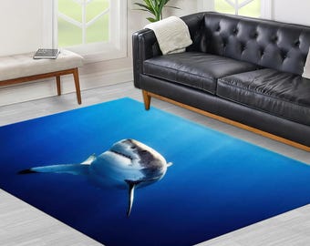 Shark Rug, Underwater Rug, Blue Rug, Ocean Rug, Modern Rug, Farmhouse Rug, Bedroom Rug, Sea Life Rug, Marine Rug, Coastal Rug, Animal Rug,