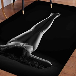 Sensual Woman Rugs, Contemporary Rug, Naked Woman Rugs, Mature Rugs, Indoor Rug, Black Rug, Personalized Gifts, Bedroom Rug, Popular Rug,