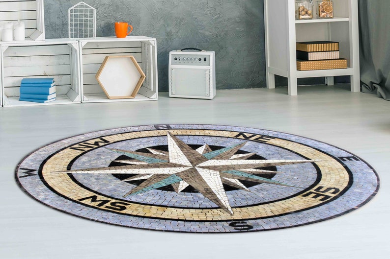 Small Retangle Compass Rug Compass Rugs, Round Rugs, Trendy Rugs, Modern Rug, Nursery Rug, Small ...