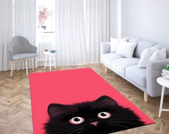 Cat Rug, Upward Cat Rug, Cat Design Rug, Cute Rug, Animal Rug, Modern Rug, Artistic Rug, Minimal Rug, Pet Lover Rug, Cozy Rug,