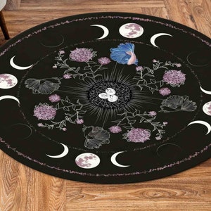 Moon Rugs, Boho Moon Rug, Boho Rug, Modern Rugs, Gift Rug, Hallway Rug, Car Mat, Non-Slip Carpet, Thin Rug, Salon Decor Rug, Round Rug