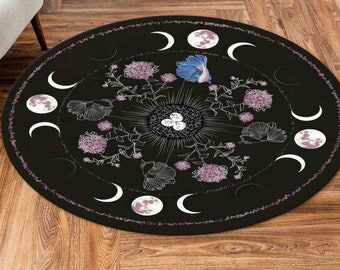 Alfombras Lunares, Alfombra Lunar Boho, Alfombra Boho, Alfombras Modernas, Alfombra de Regalo, Alfombra de Pasillo, Alfombra de Coche, Alfombra Antideslizante, Alfombra Fina, Alfombra para Salón, Alfombra Redonda