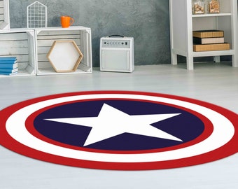 Alfombra del Capitán América, Alfombras para habitación de niño, Alfombra para sala de cine, Alfombra moderna, Regalo de inauguración de la casa, Felpudo, Alfombra de interior, Alfombra popular, Alfombra de oficina, Alfombra redonda,