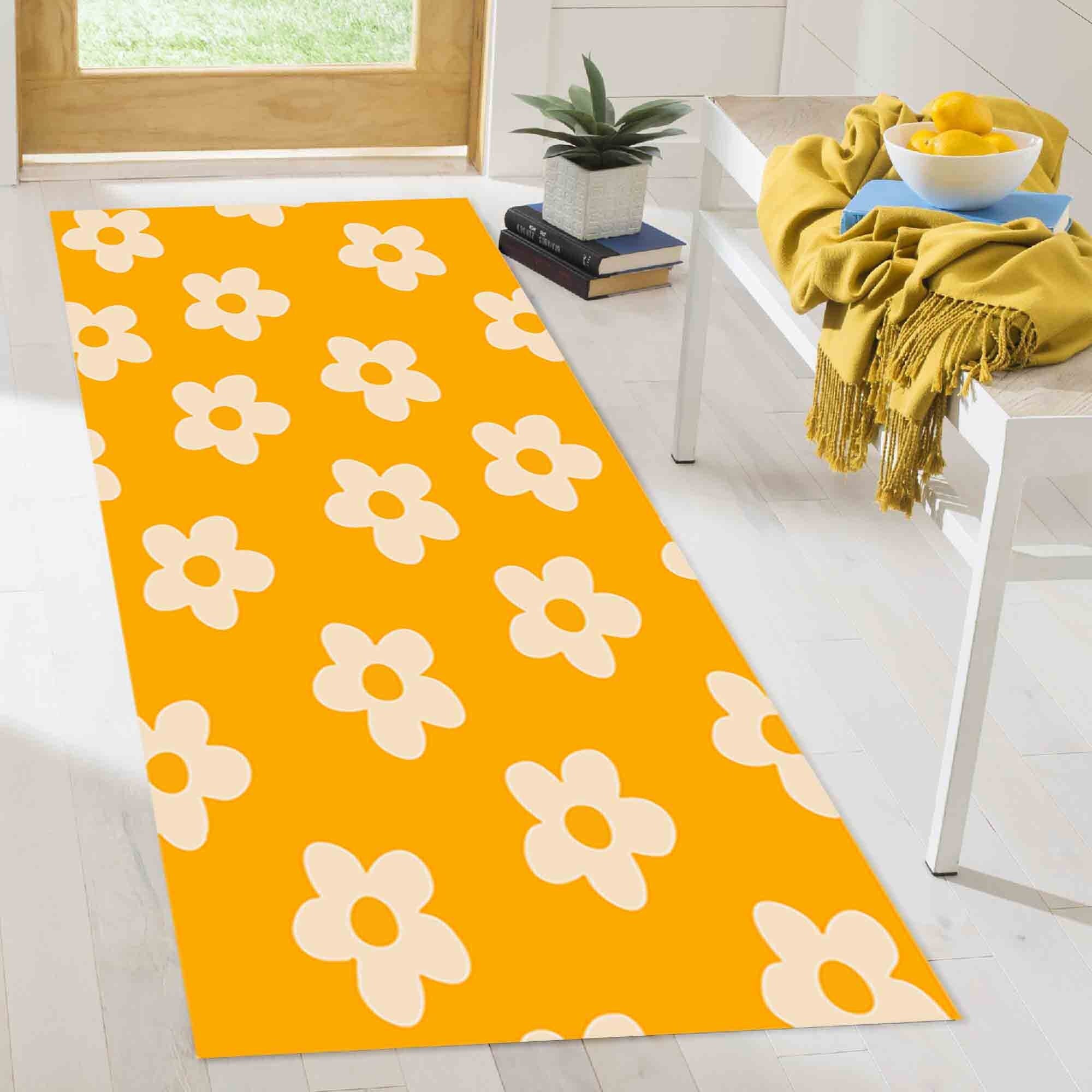 Daisy Rugs Yellow Rug Abstract Rug Floral Rugs Salon Decor Etsy