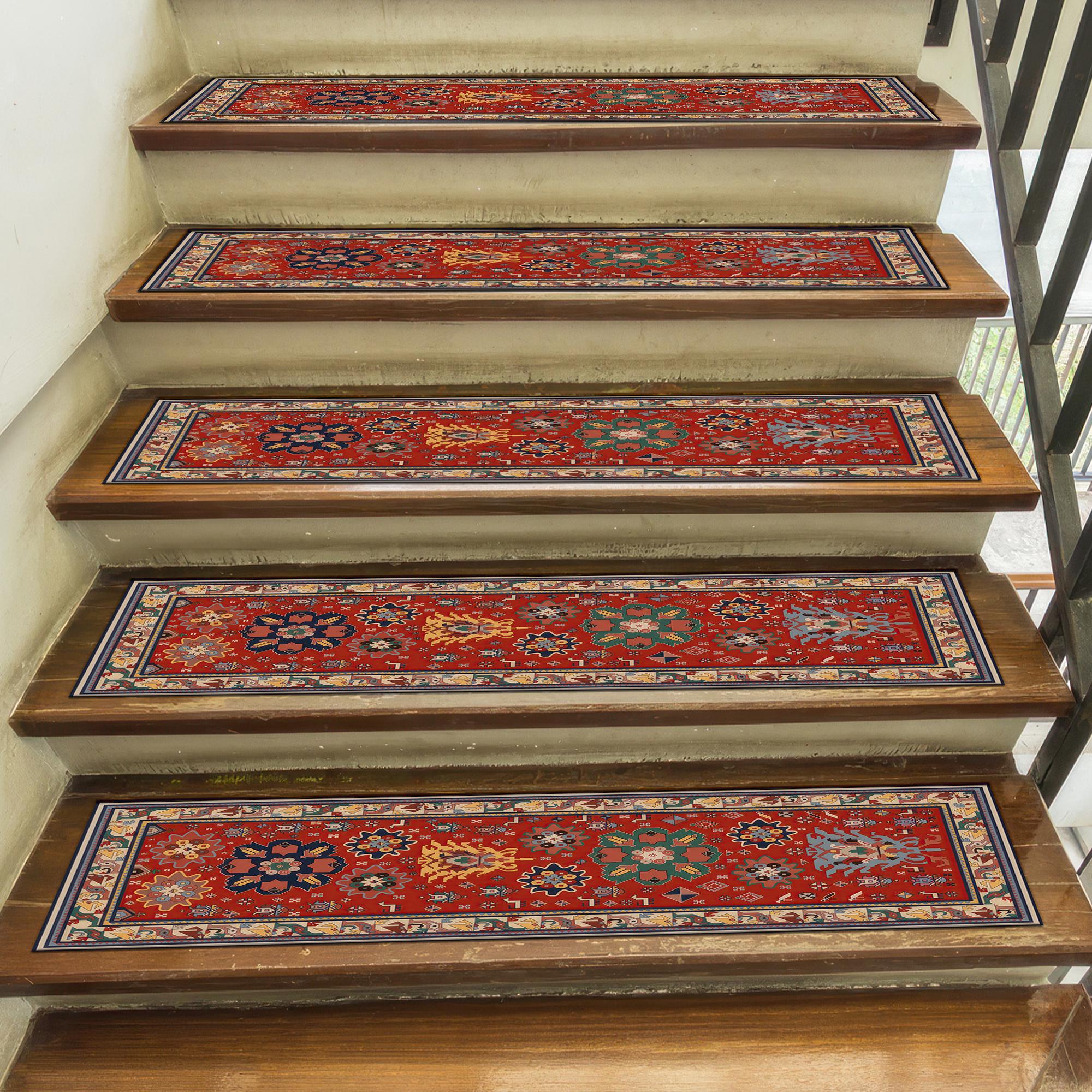 Short Rug For Step Oriental Stair Tread Rug, Red Turkish Runner Mat, Non-slip Carpet for ...