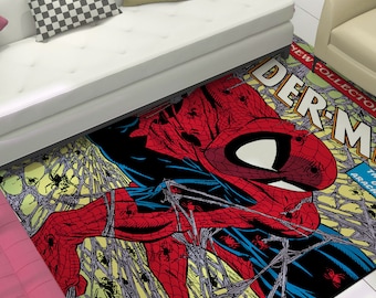 Spiderman Rug, Cartoon Rug, Kids Room Rug, Super Hero Rug, Housewarming Gift, Corridor Rug, Luxury Rug, Cartoon Rugs, Personalized Gifts,