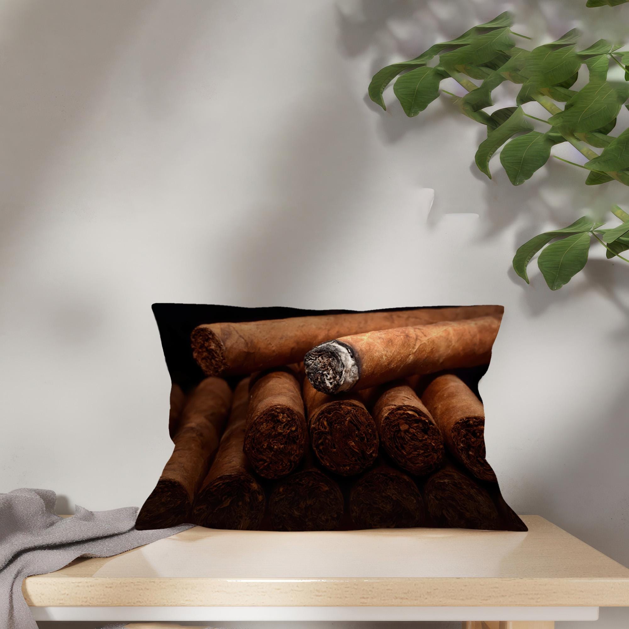 Smoking Pillow, Cigar Rolling, Tobacco Art, Bar Decor, Man Cave Pillow,  Vintage Style, Masculine Decor, Rustic Cushion, Modern Pillow,