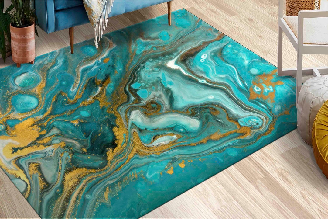 Blue and Gold Marble Rugs, Gold Marble Rug, Luxury Marble Rugs, Alcohol