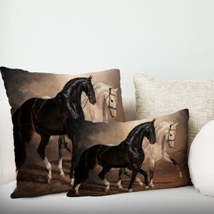 Gift For Him, Love Pillow Cover, Animal Pillow, Gift For Her, Black And White Horse Pillow Cover, Horse Cushion Case, Gift Pillow,