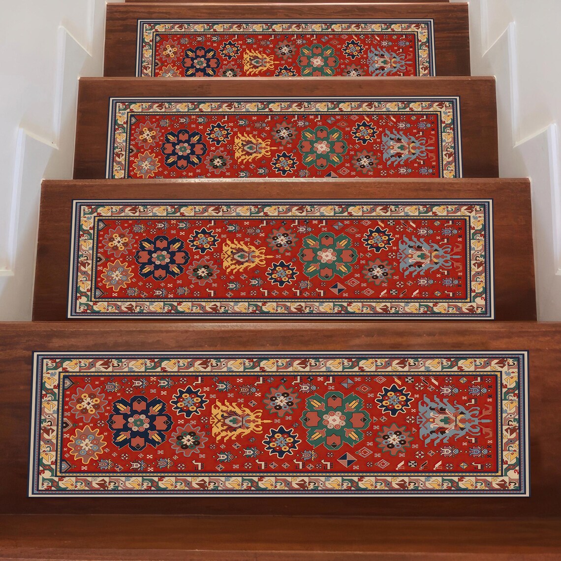 Merida Stair Rug Oriental Stair Tread Rug, Red Turkish Runner Mat, Non-slip Carpet for ...