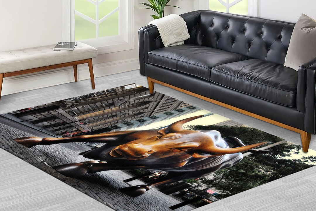 New York Bull Sculpture Rug, Bull Rugs, Animal Rug, Landscape Rugs ...