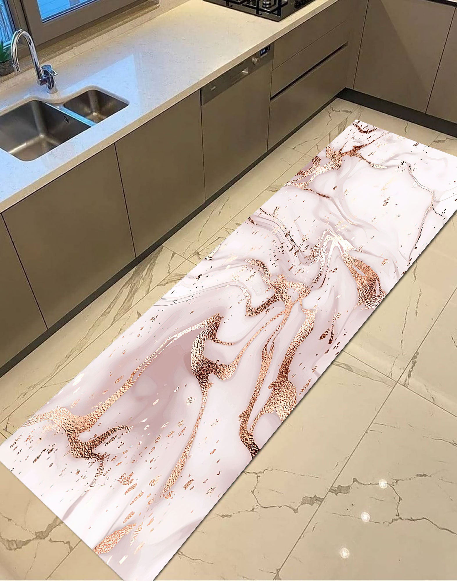 Pink Soft Tones Rugs, White Marble Rug, Shimmery Rugs, Alcohol Ink  display picture 1