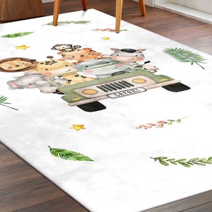 Tropical Jungle Rugs, Cute Animals Rug, Elephant Rugs, Kids Rugs, Safari Rug, Luxury Rug, Colorful Rug, Entry Rug, Accent Rug, Nursery Rug, image 3