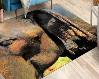Old Elephant Rug, Wild Elephant Rugs, African Animal Rug, Animal Rug, Office Decor Rug, Popular Rug, Door Mat, Salon Rug,
