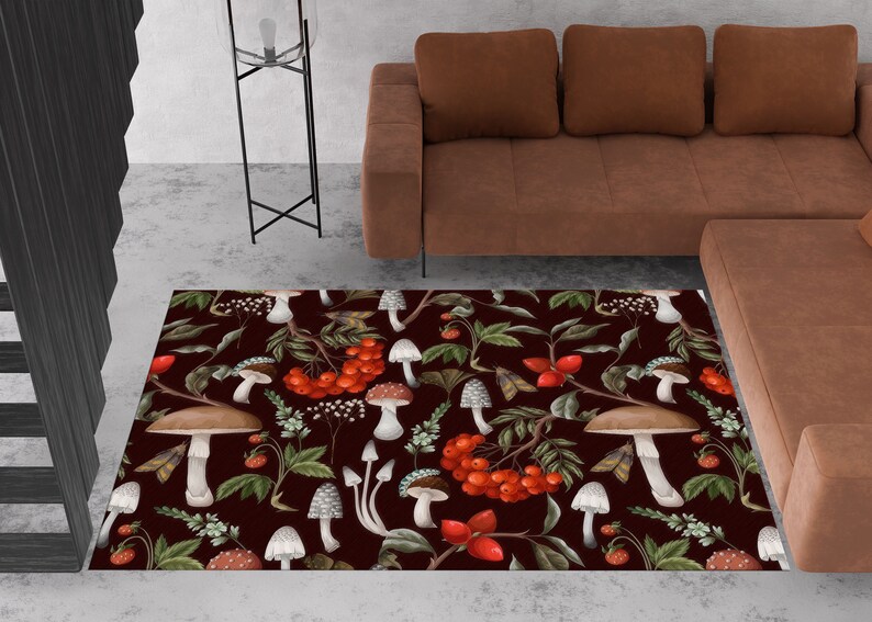 Mushroom Rugs, Colorful Rugs, Mushroom Rug, Modern Rugs, Kitchen Rug, Personalized Rug, Wall Hanging Rug, Living Room Rug, Office Decor Rug, image 4