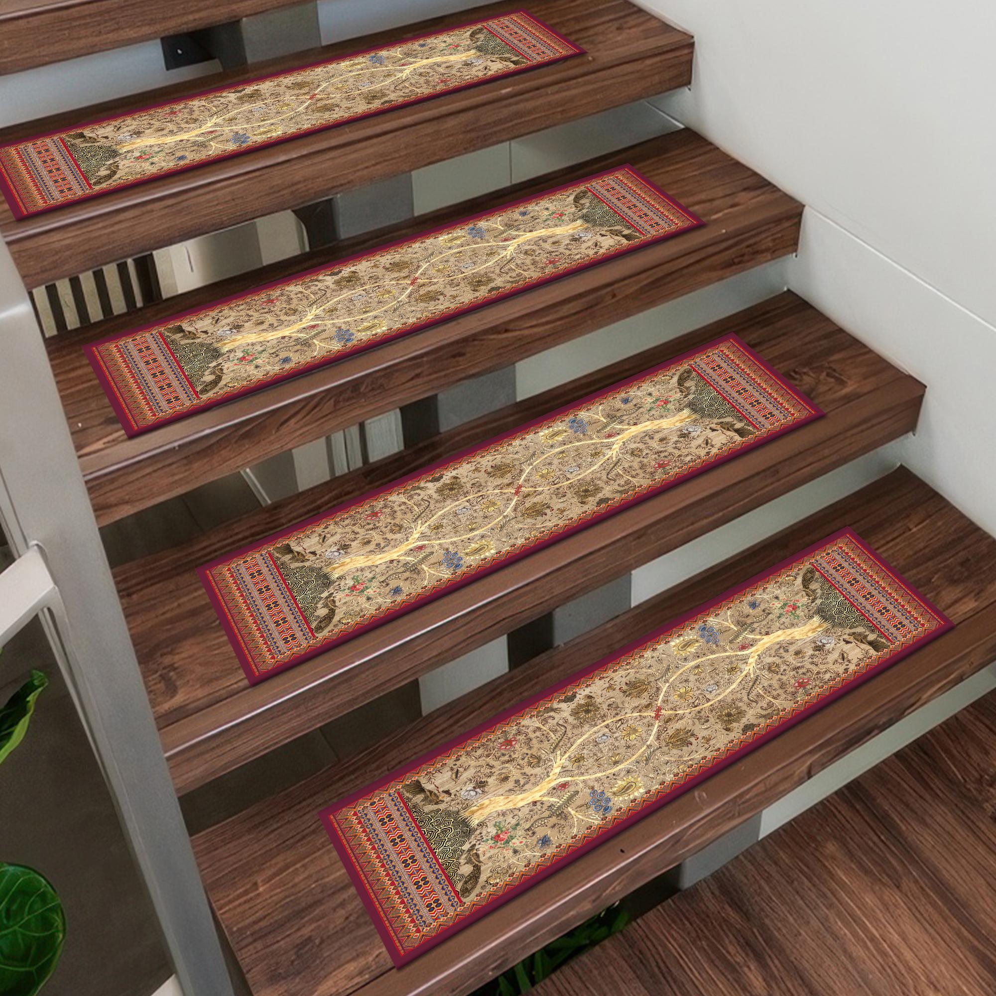 AHMT 10 PCS Non-Slip Carpet Stair Runners Treads for Indoor Wooden Step with Adhesive Peel and Stick Rug Anti Moving Staircase Covers Mats, Reusable Washable Adhesive(Brown AHMT 10 PCS Non-Slip Carpet Stair Runners Treads for Indoor Wooden Step with Adhesive Peel and Stick Rug Anti Moving Staircase Covers Mats, Reusable Washable Adhesive(Brown