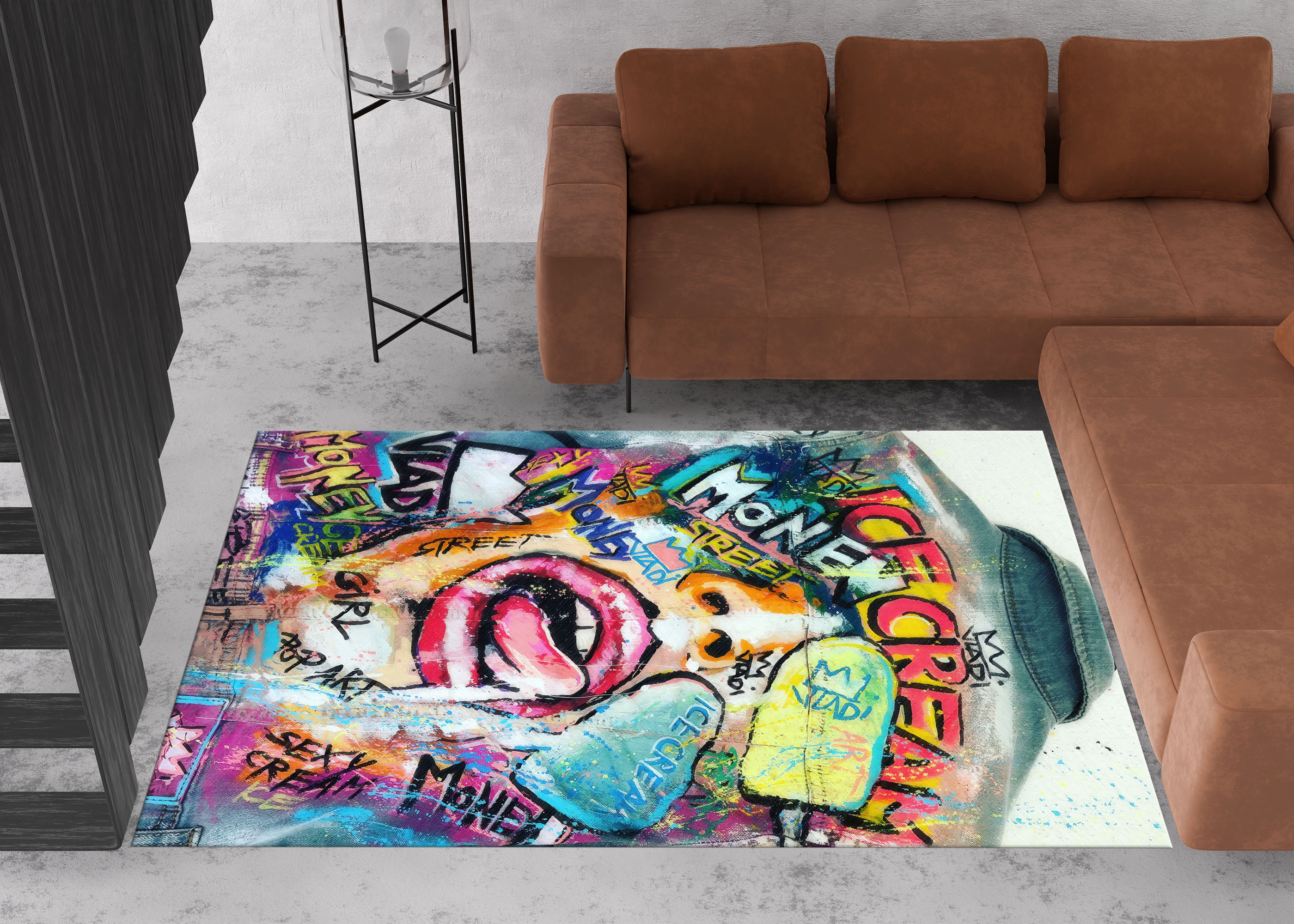 Ice Cream Rug Pattern Jeans Jacket Rug, Ice Cream Graffiti Rug, Ice Cream Rugs, Modern Rugs ...