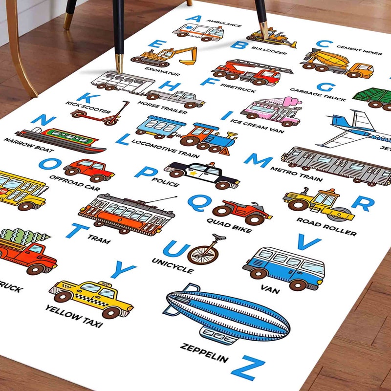 Vechiles Abc Rug Alphabet Rug - Etsy