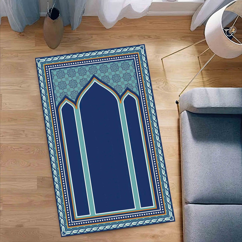 Blue Prayer Rug, Orange Prayer Rug, Religious Rug, Prayer Rug, Islamic ...