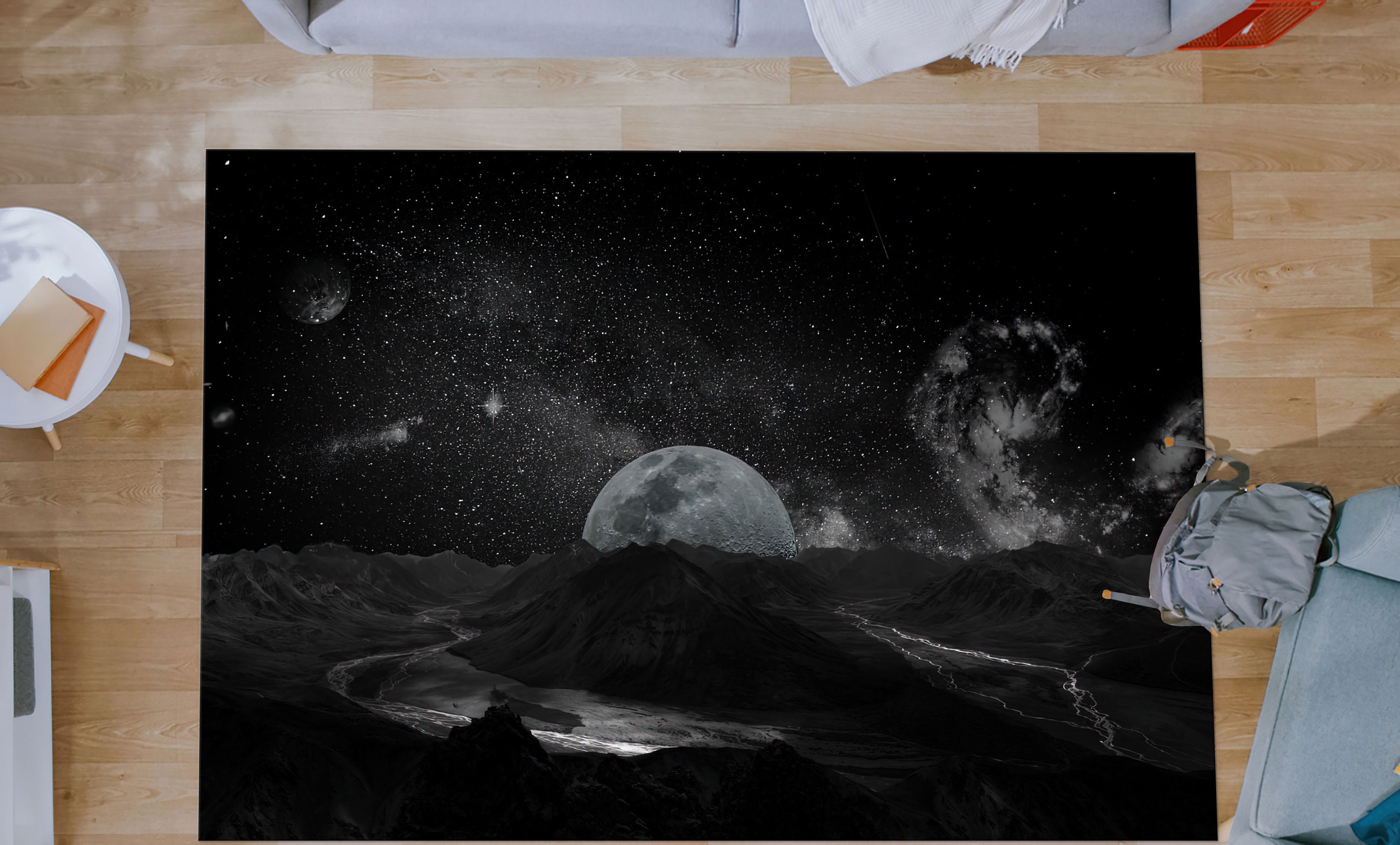 Astral Rug Pattern Starry Sky Landscape Rug, Full Moon Rugs, Galaxy Rug, View Rugs ...