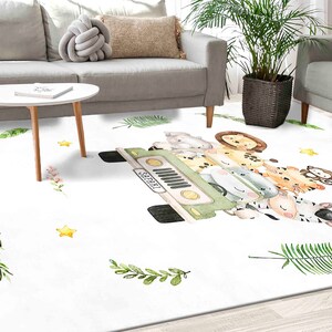 Tropical Jungle Rugs, Cute Animals Rug, Elephant Rugs, Kids Rugs, Safari Rug, Luxury Rug, Colorful Rug, Entry Rug, Accent Rug, Nursery Rug, image 4