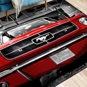Ford Mustang Shelby Rugs, Shelby Rug, Man Cave Rug, Garage Rug, Gift For Him, Entry Rug, Front Door Rug, Easy To Clean Rug, Luxury Rug,